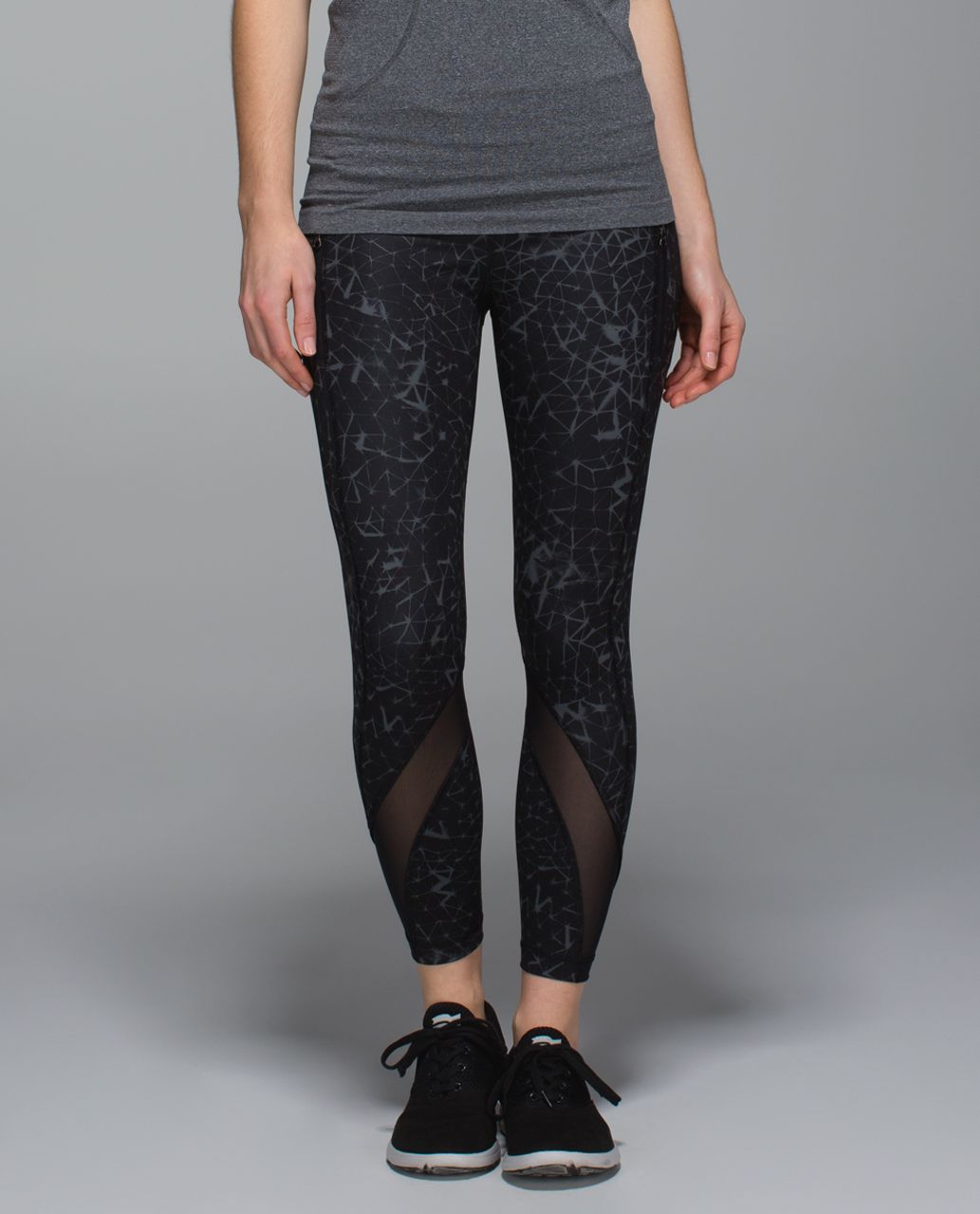 Lululemon Inspire Tight II (Mesh) Heathered Black/ Grapefruit Size