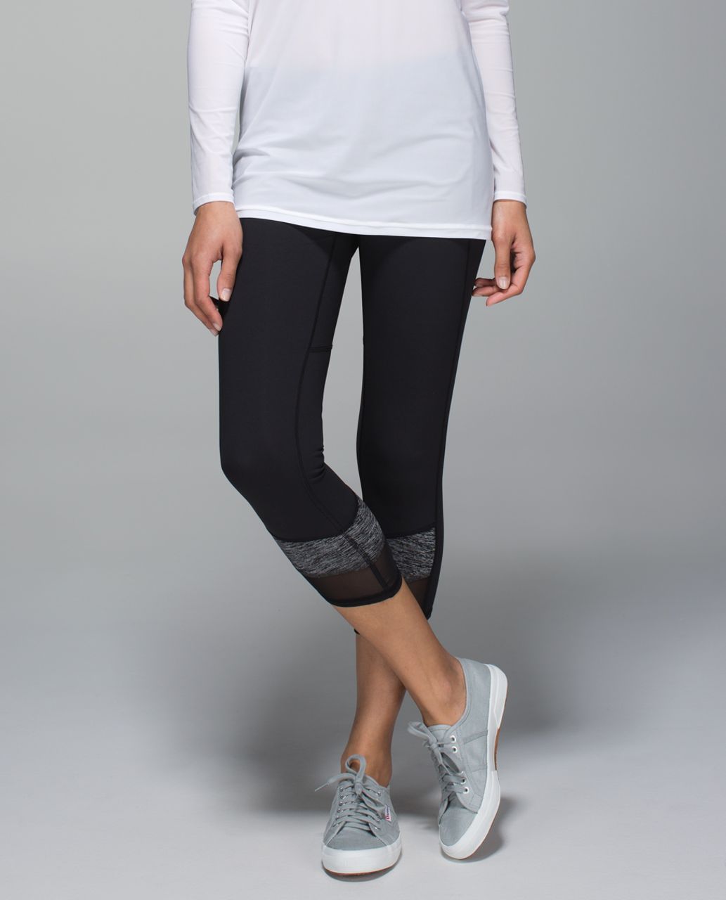 Lululemon Mesh With Me Crop - Black - lulu fanatics