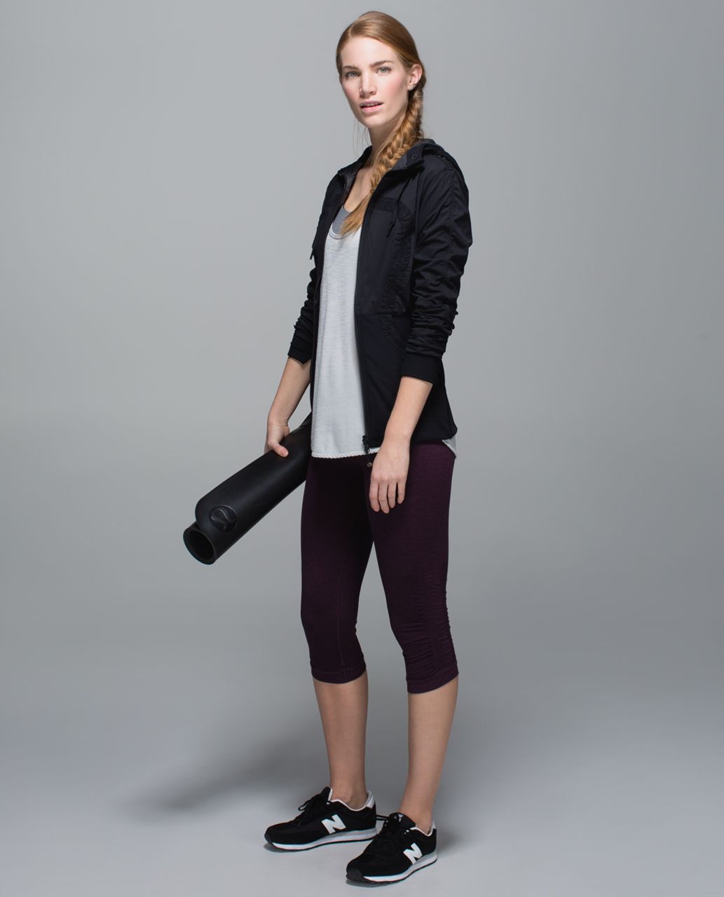 Lululemon In The Flow Crop II - Heathered Black Cherry