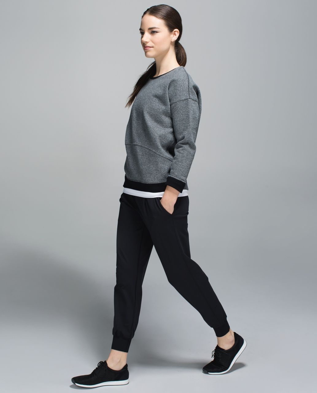 Lululemon Keep Up Crew - Heathered Speckled Black / Black