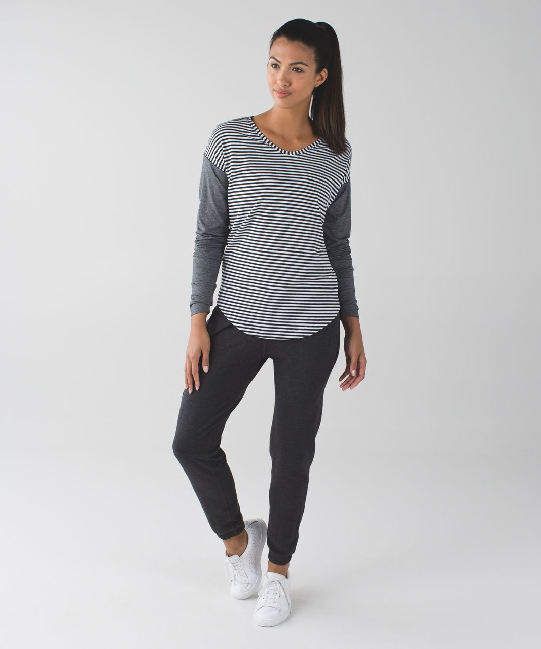 Lululemon Weekend Long Sleeve - Classic Stripe Black White