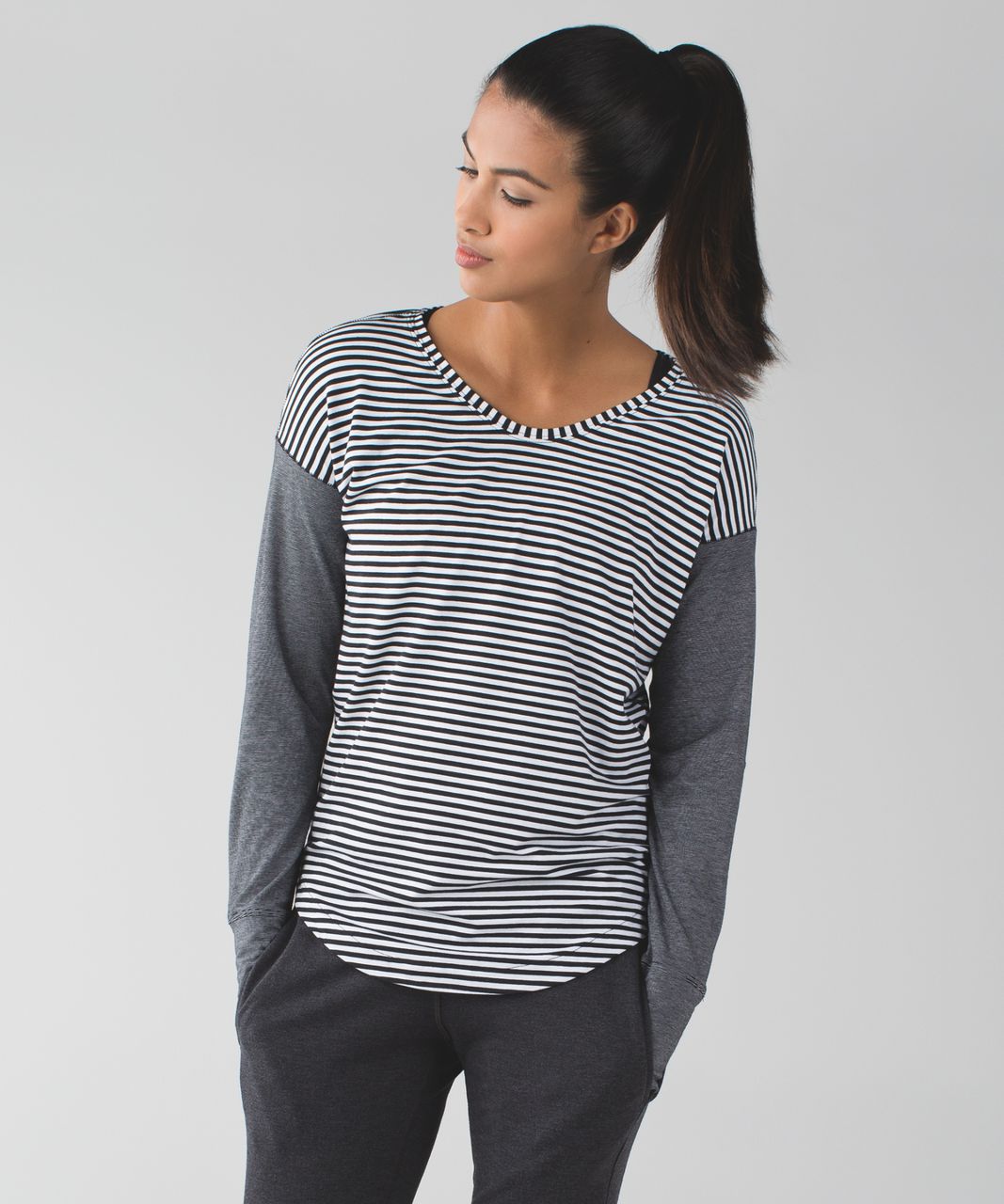 Lululemon Weekend Long Sleeve - Classic Stripe Black White