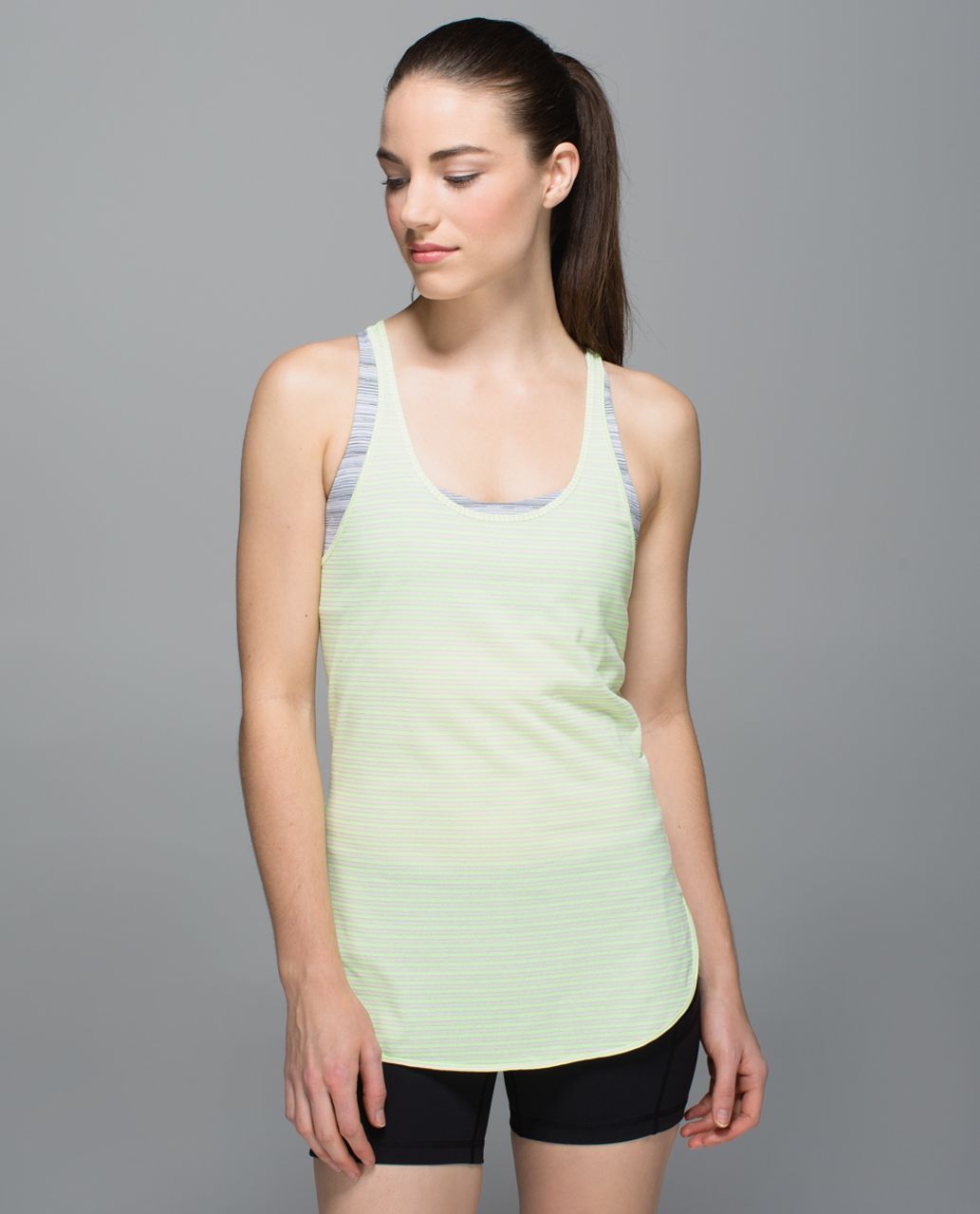 Lululemon What The Sport Singlet - Silver Stripe Clear Mint Zest - lulu ...