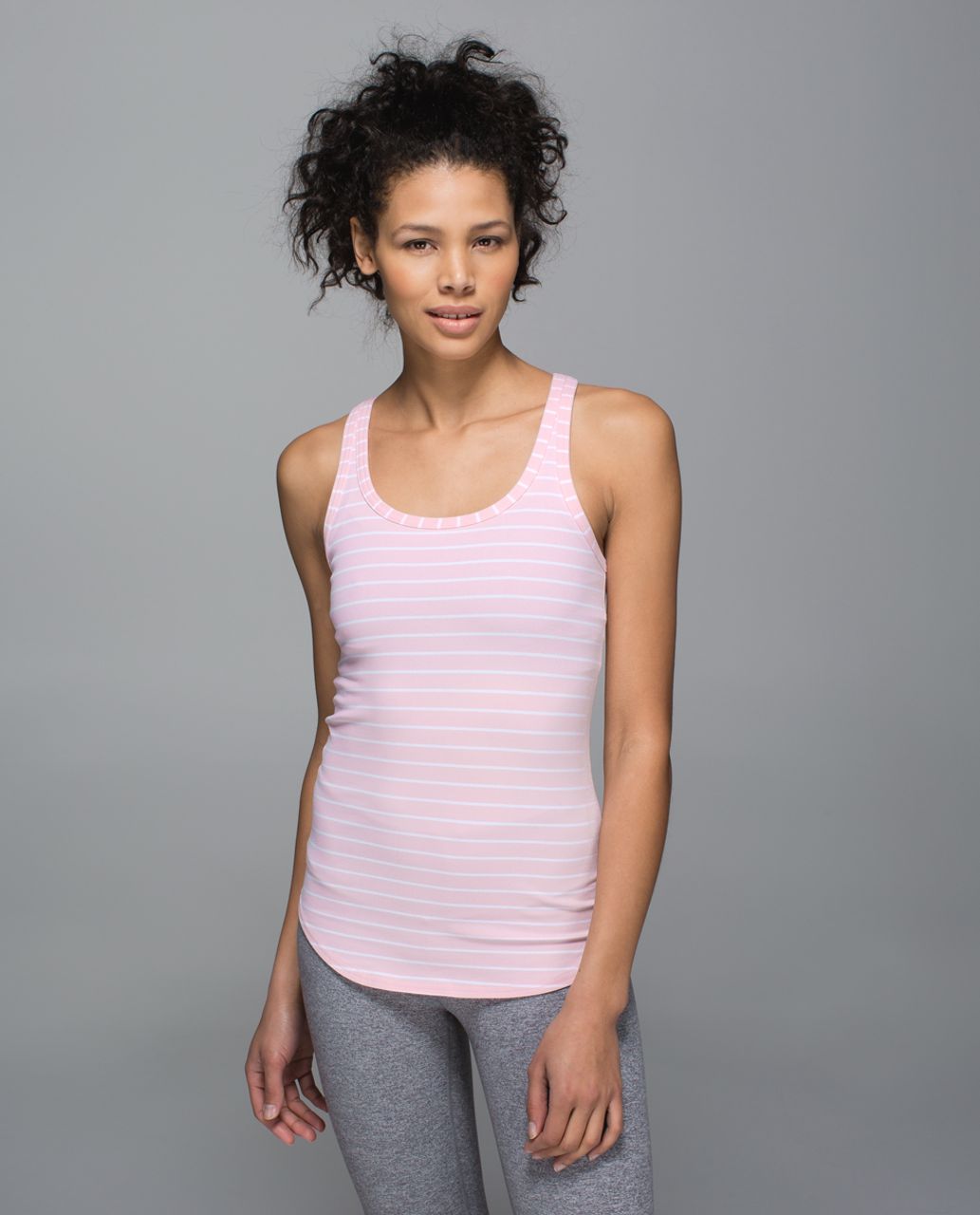 Lululemon Studio Racerback - Quiet Stripe Strawberry Milkshake White