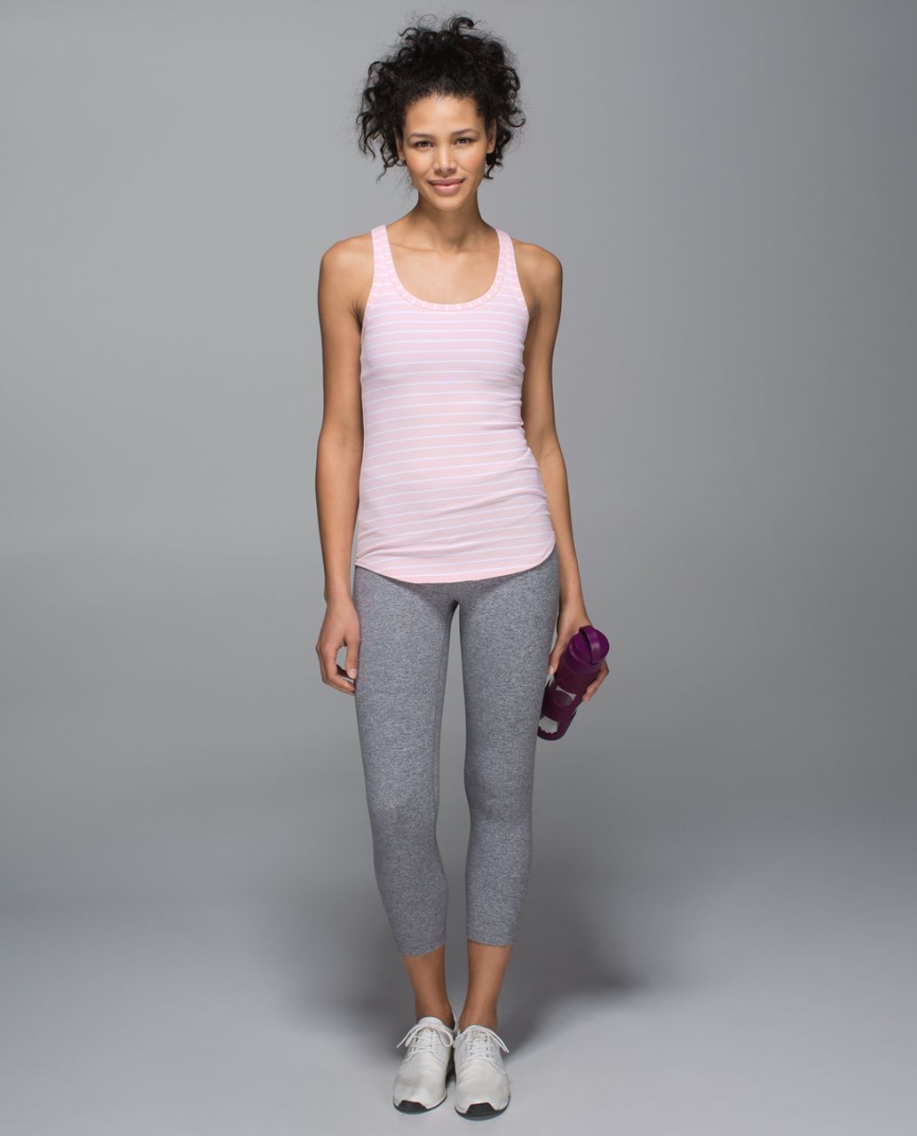 Lululemon Studio Racerback - Quiet Stripe Strawberry Milkshake White