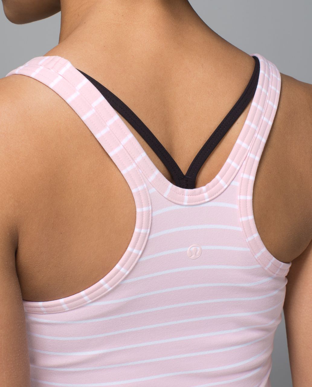 Lululemon Studio Racerback - Quiet Stripe Strawberry Milkshake White