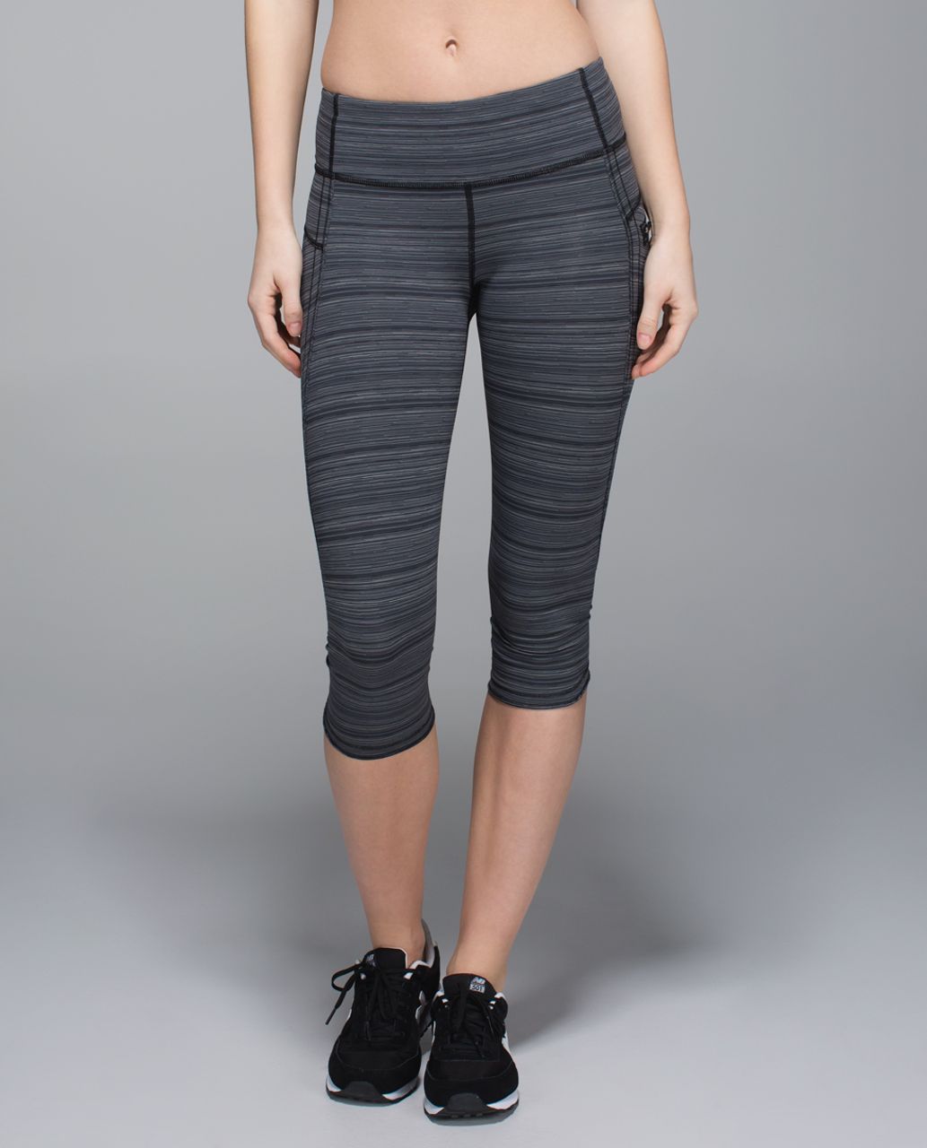 Lululemon Run:  Top Speed Crop - Cyber Stripe Deep Coal Black