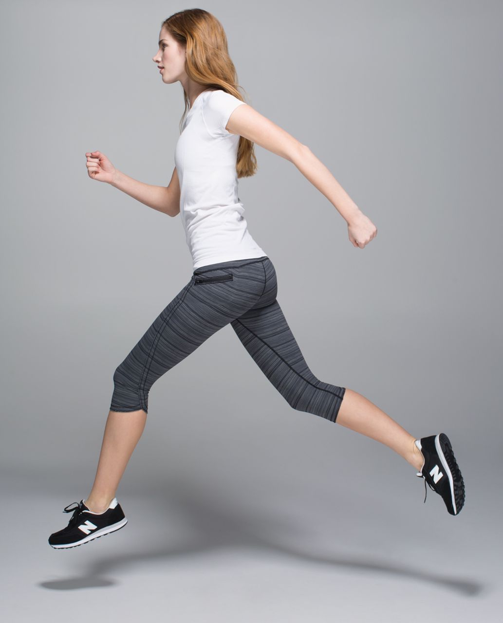 Lululemon Run:  Top Speed Crop - Cyber Stripe Deep Coal Black