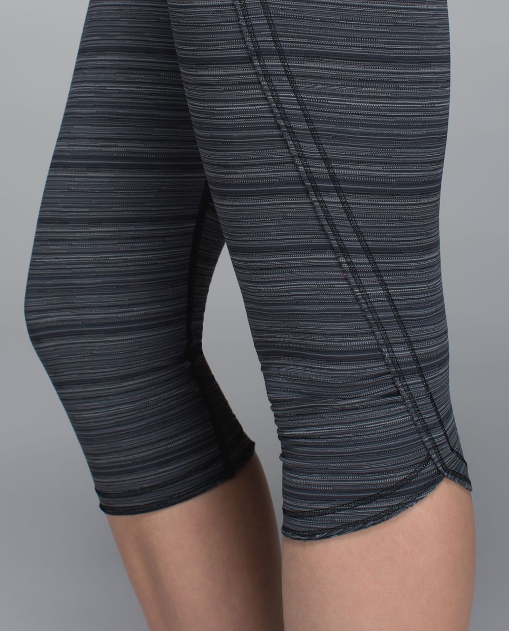 Lululemon Run:  Top Speed Crop - Cyber Stripe Deep Coal Black