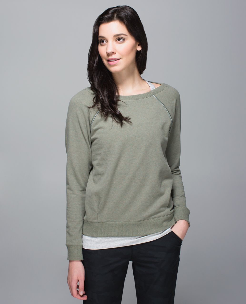 Lululemon Crew Love Pullover - Heathered Fatigue Fog