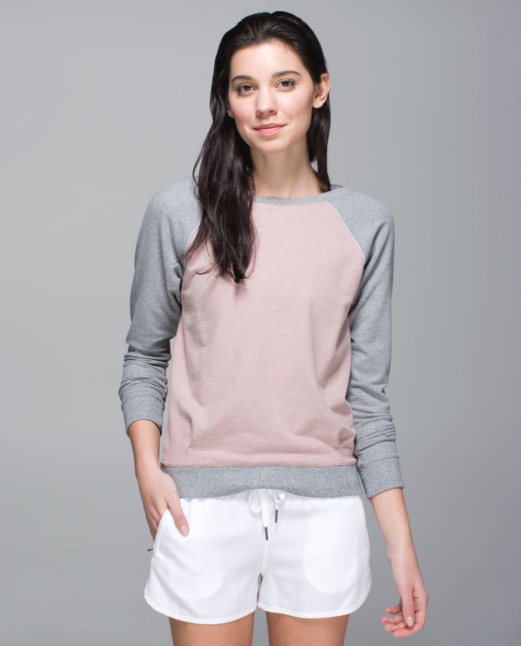 Lululemon Crew Love Pullover - Heathered Bark Berry / Heathered Speckled Medium Grey