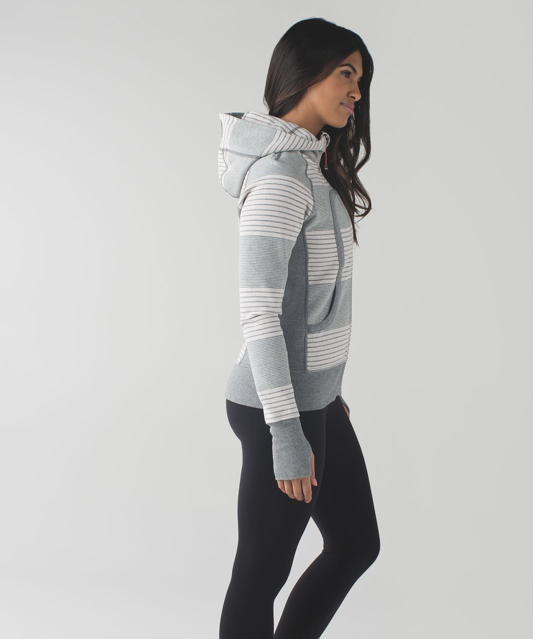 Lululemon Scuba Hoodie II - Double Vision Stripe Heathered Medium Grey Heathered Dune / Slate