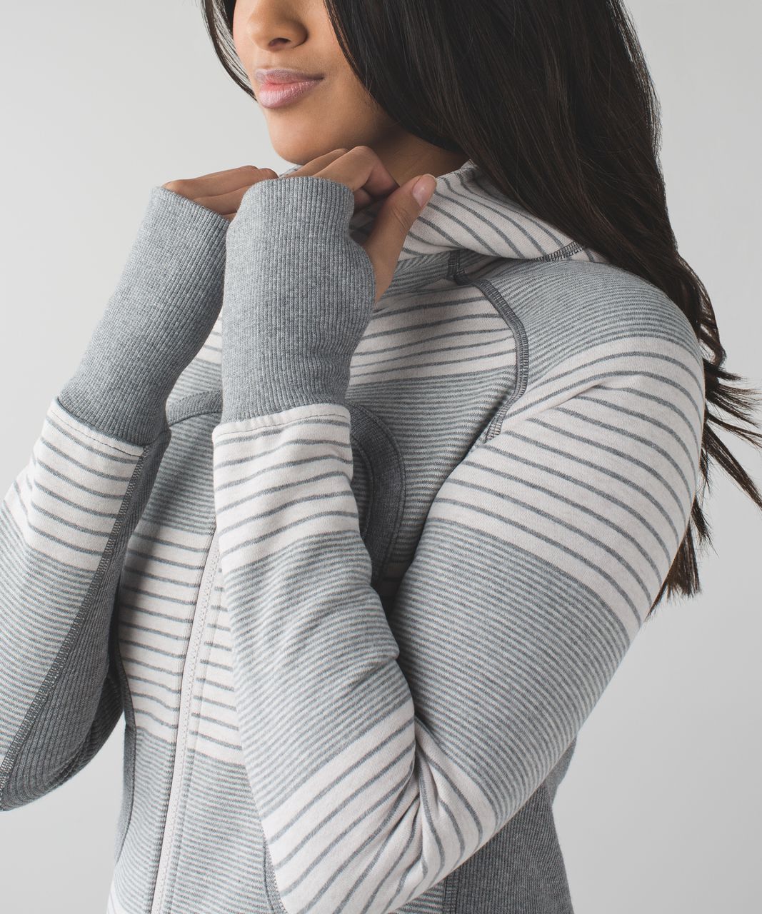 Lululemon Scuba Hoodie II - Double Vision Stripe Heathered Medium Grey Heathered Dune / Slate