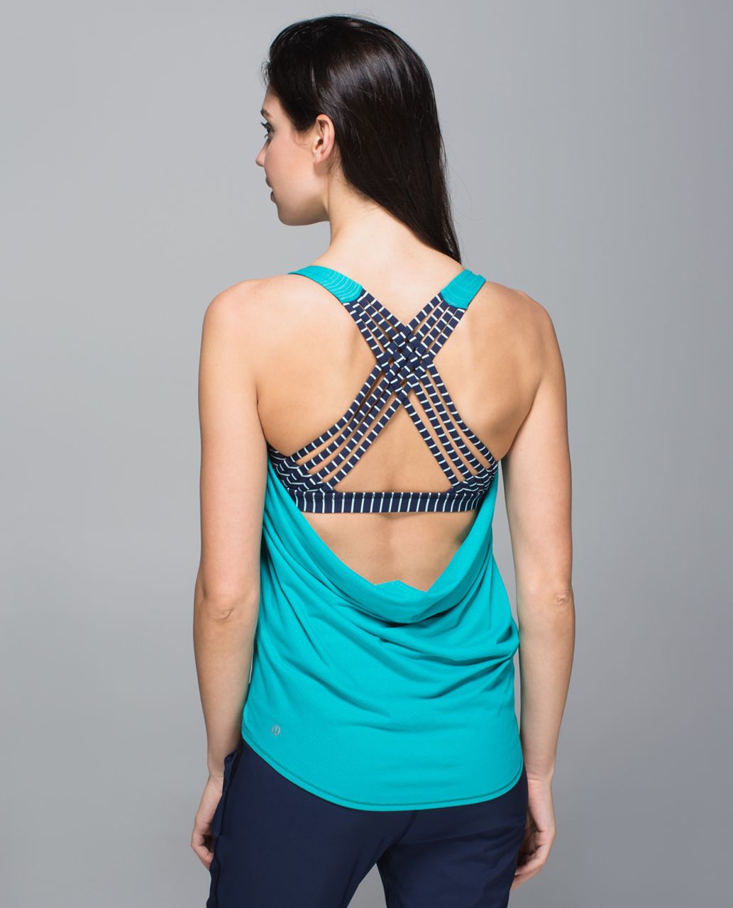 Lululemon Wild Tank - Blue Tropics / Parallel Stripe Deep Navy Tranquil Blue