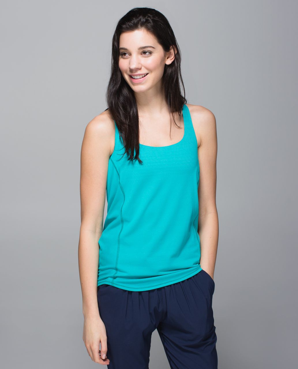 Lululemon Cool Racerback Tank Top Inkwell Navy Blue Green Stripe Women -  beyond exchange