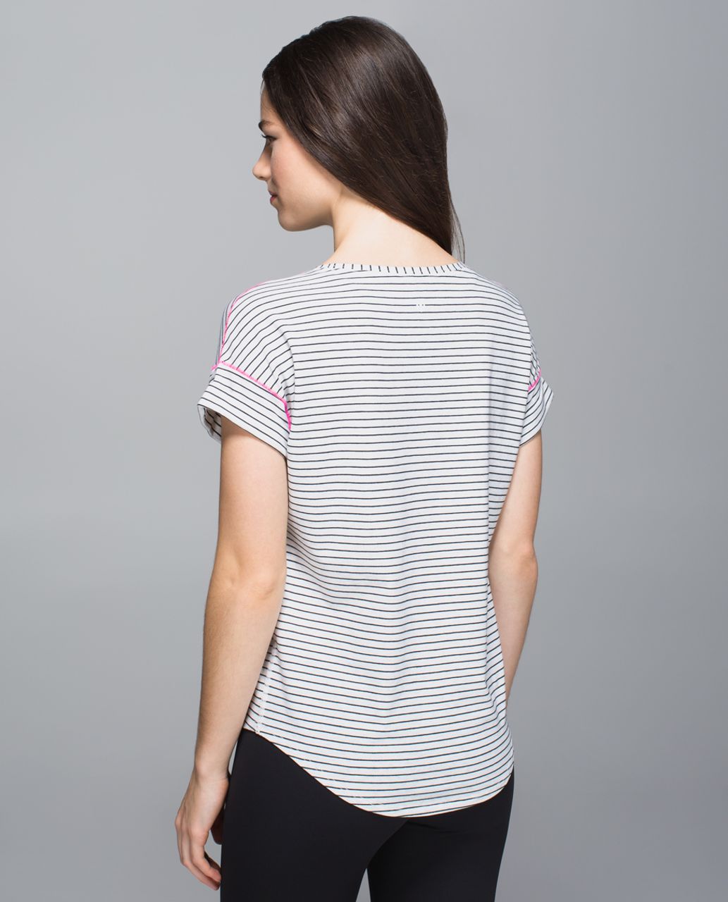 Lululemon Weekend Short Sleeve - Parallel Stripe Heathered White Heathered Black