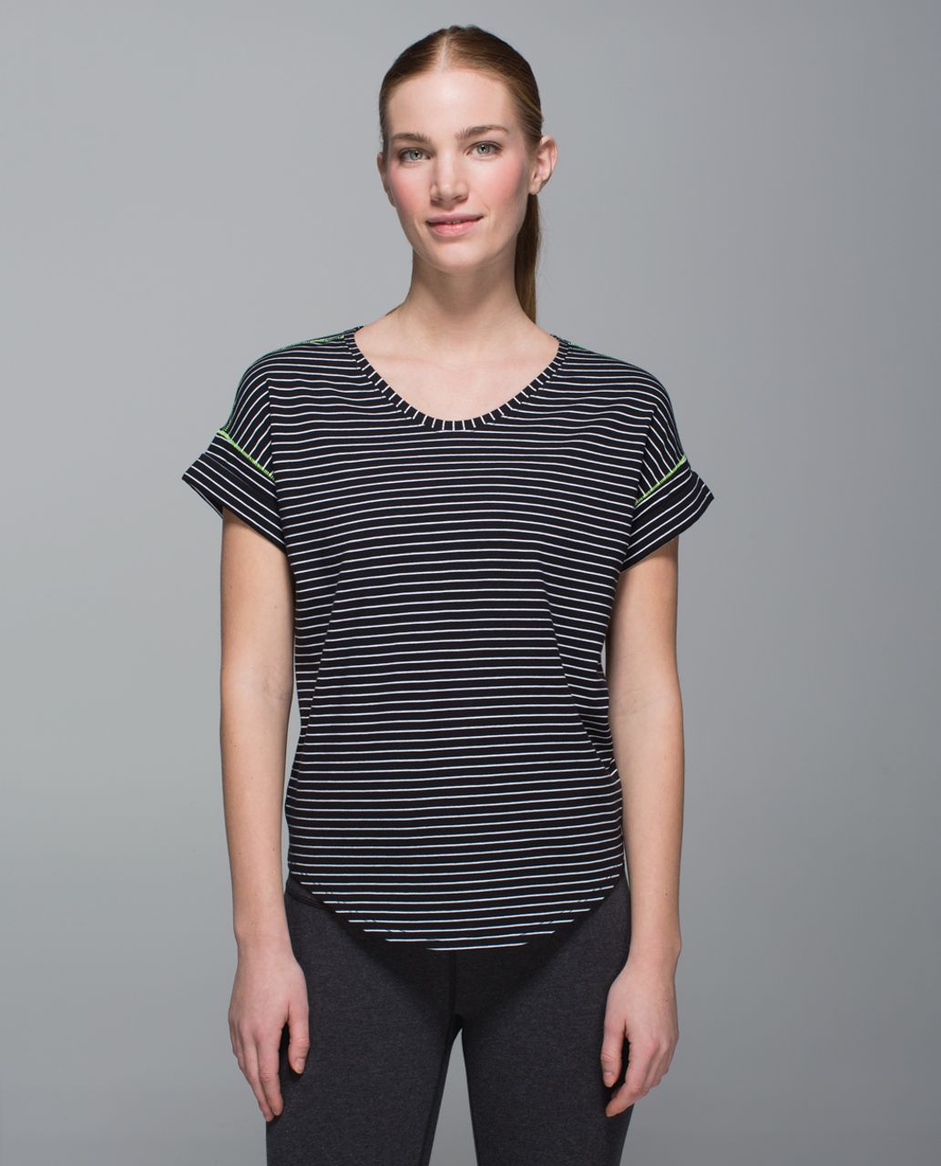 Lululemon Weekend Short Sleeve - Parallel Stripe Black White