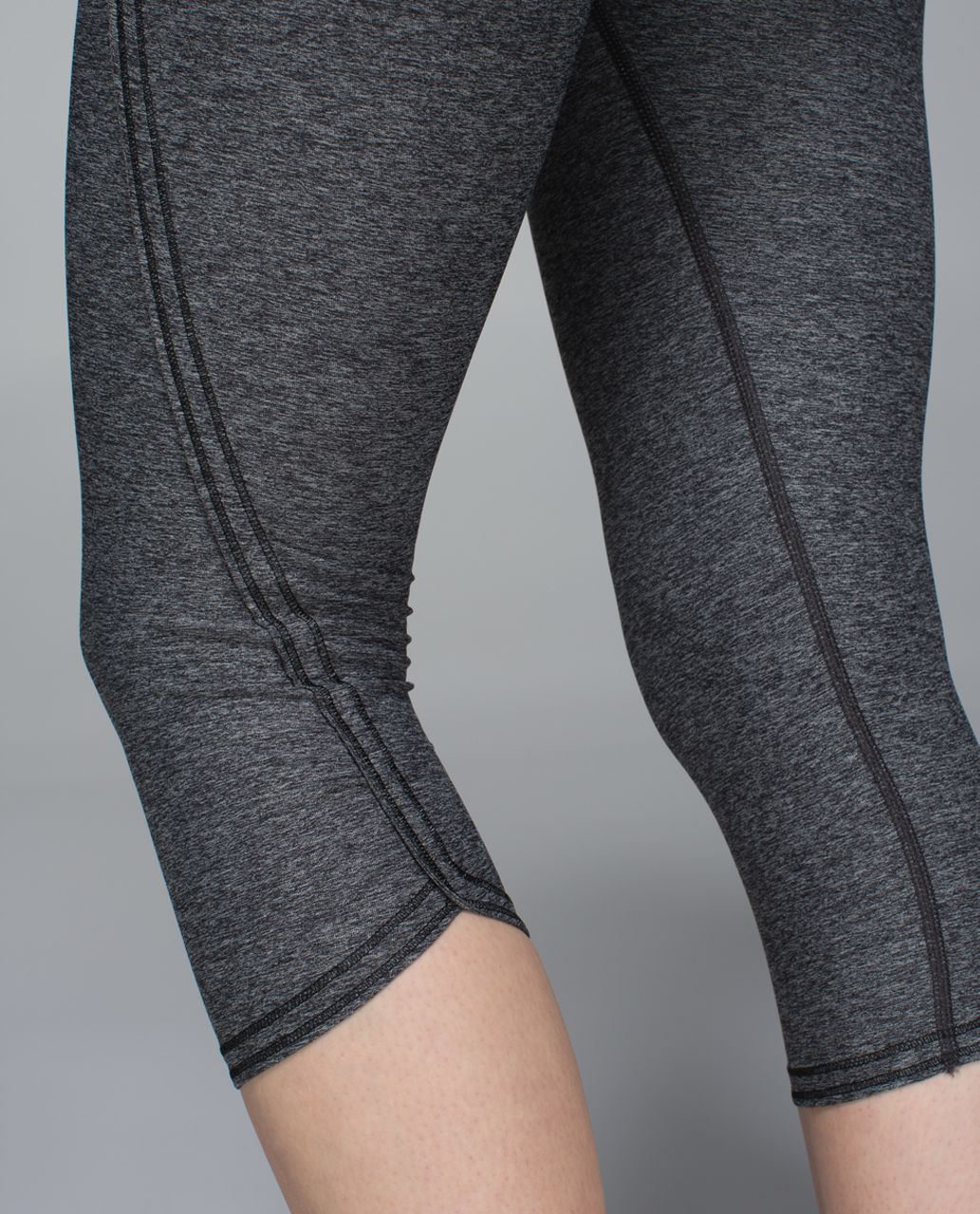 Lululemon Run:  Top Speed Crop - Heathered Black / Hyper Stripe Clear Mint Zest