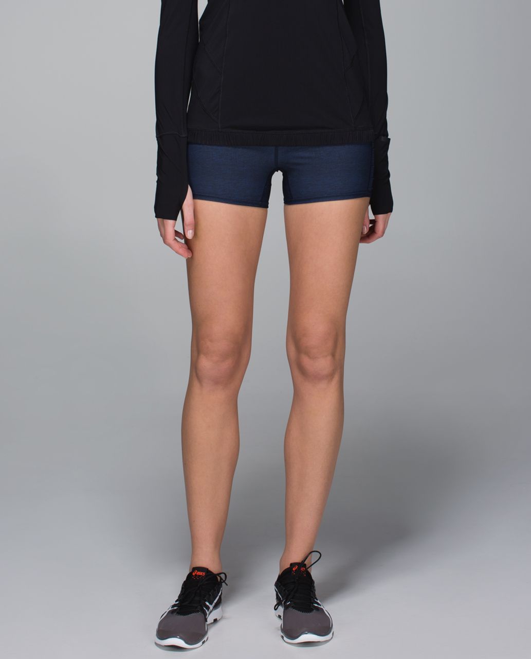 Lululemon Water:  Sea-Me Run Tight Short - Heathered Texture Printed Deep Navy Black / Deep Navy