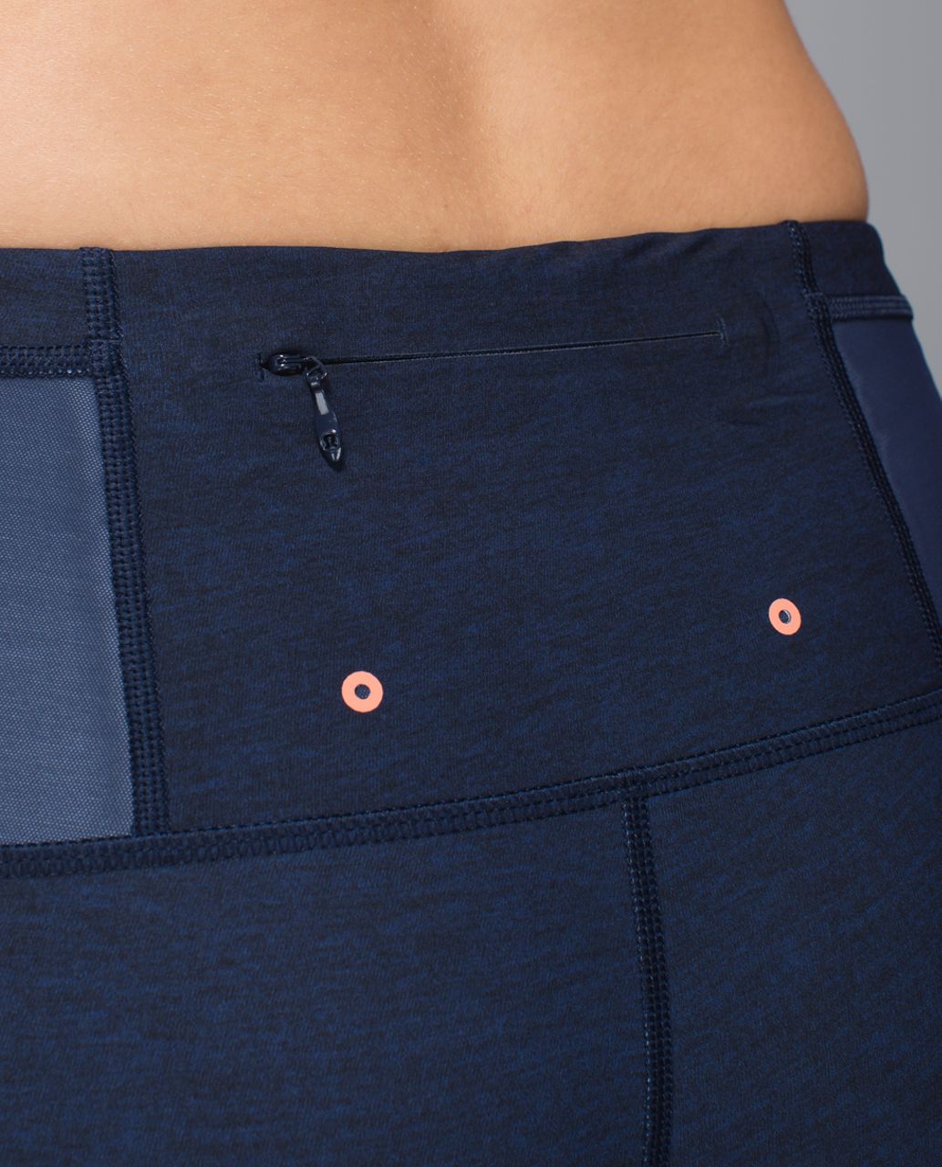 Lululemon Water:  Sea-Me Run Tight Short - Heathered Texture Printed Deep Navy Black / Deep Navy