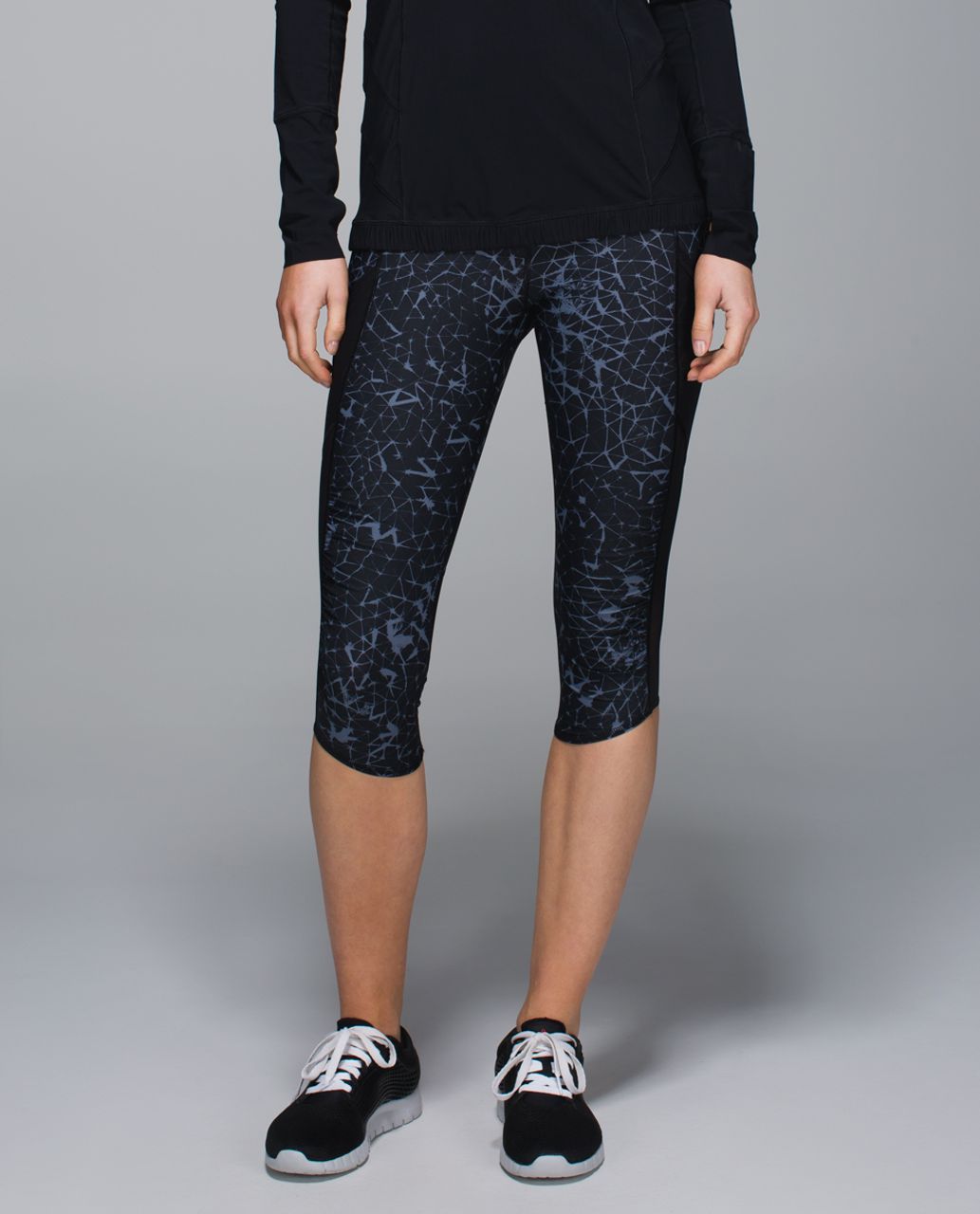 Lululemon Water:  Sea-Me Run Crop - Star Crushed Coal Black / Black