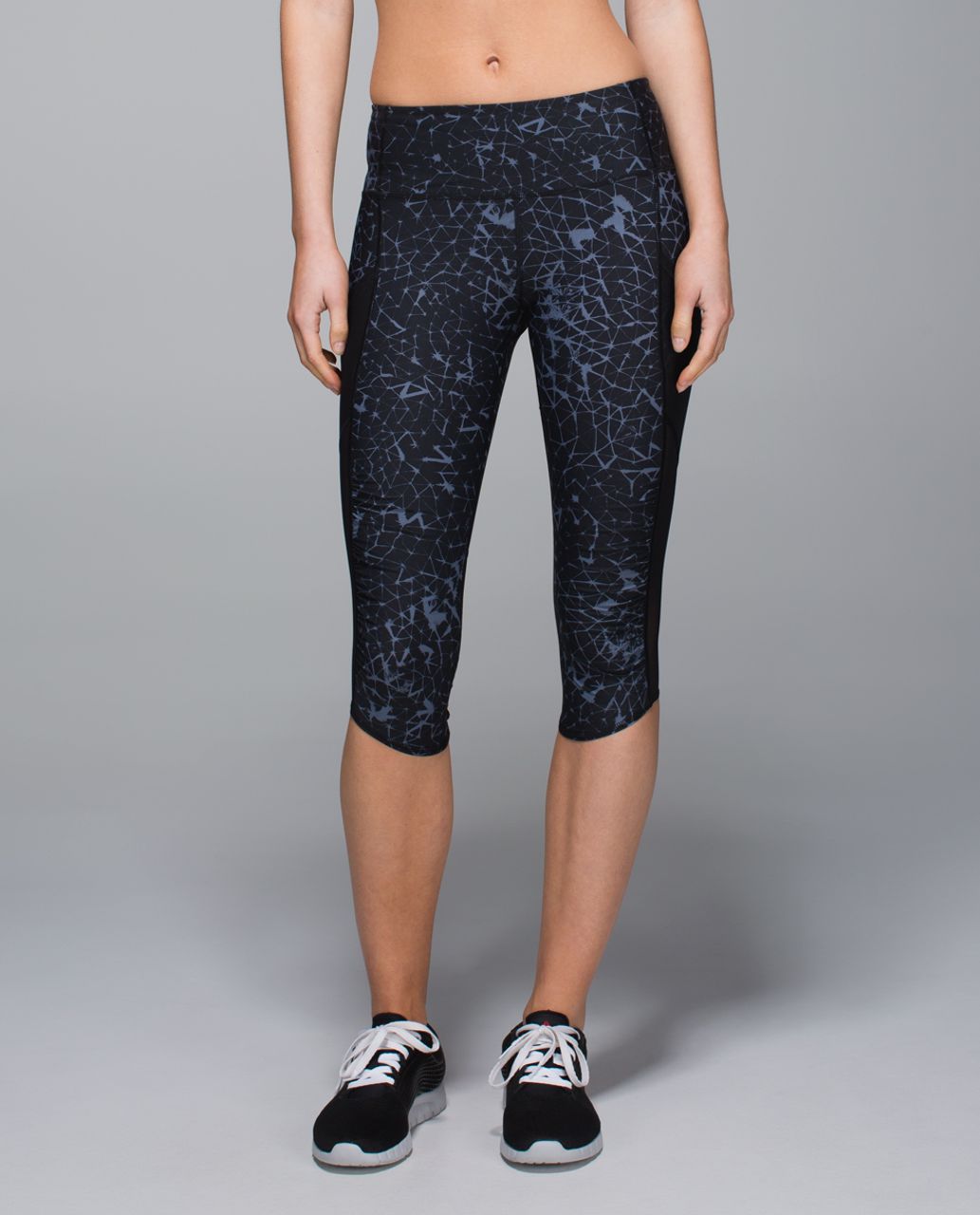 Lululemon Water:  Sea-Me Run Crop - Star Crushed Coal Black / Black