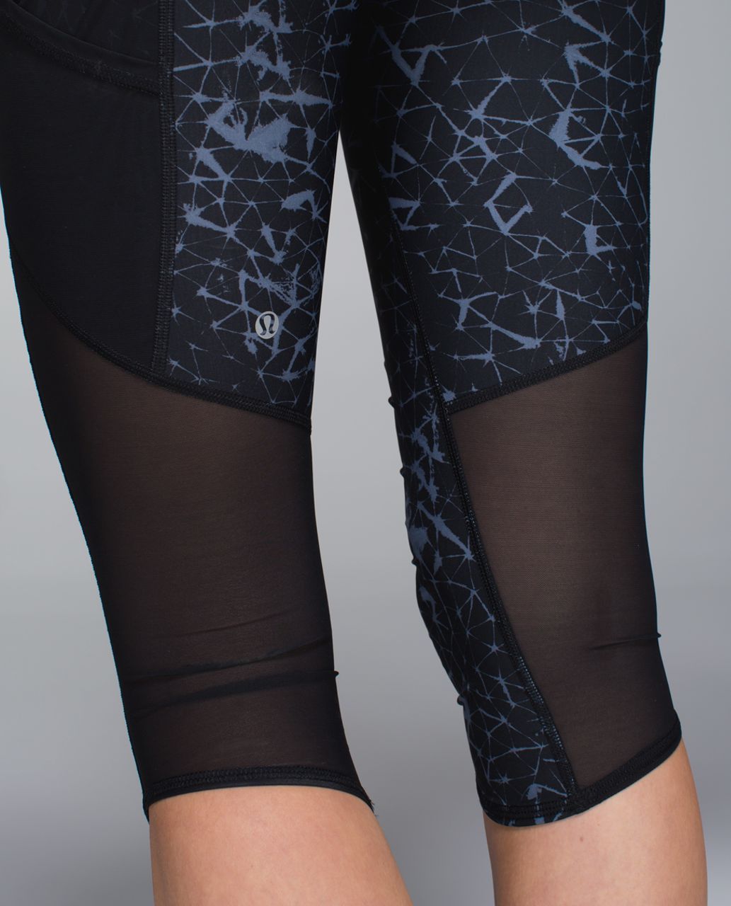 Lululemon Water:  Sea-Me Run Crop - Star Crushed Coal Black / Black