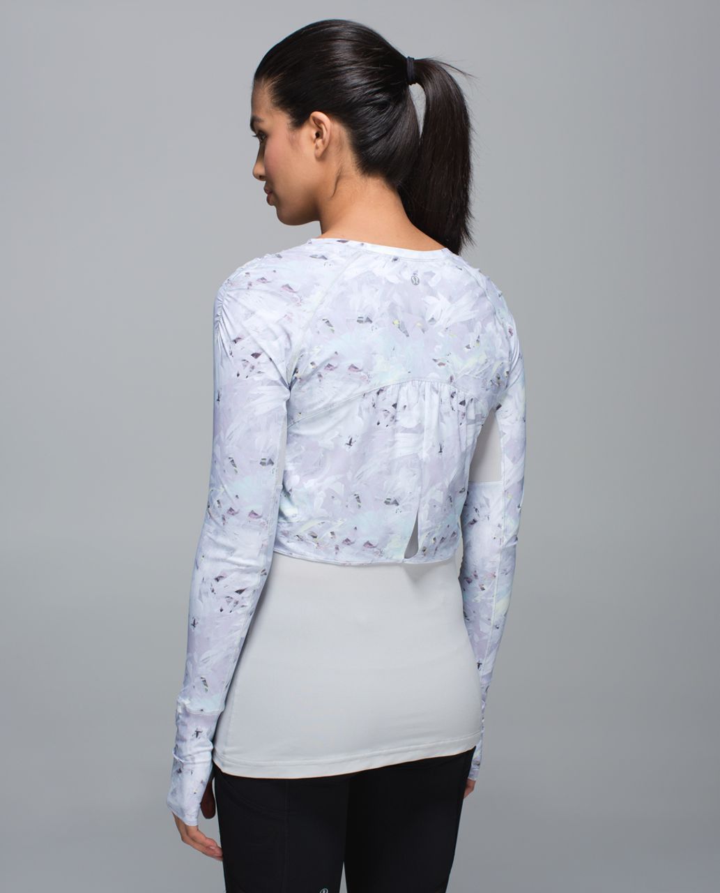 Lululemon Run:  Sea-Me Run Long Sleeve - Mini Blushed Illusion White Multi / Silver Spoon