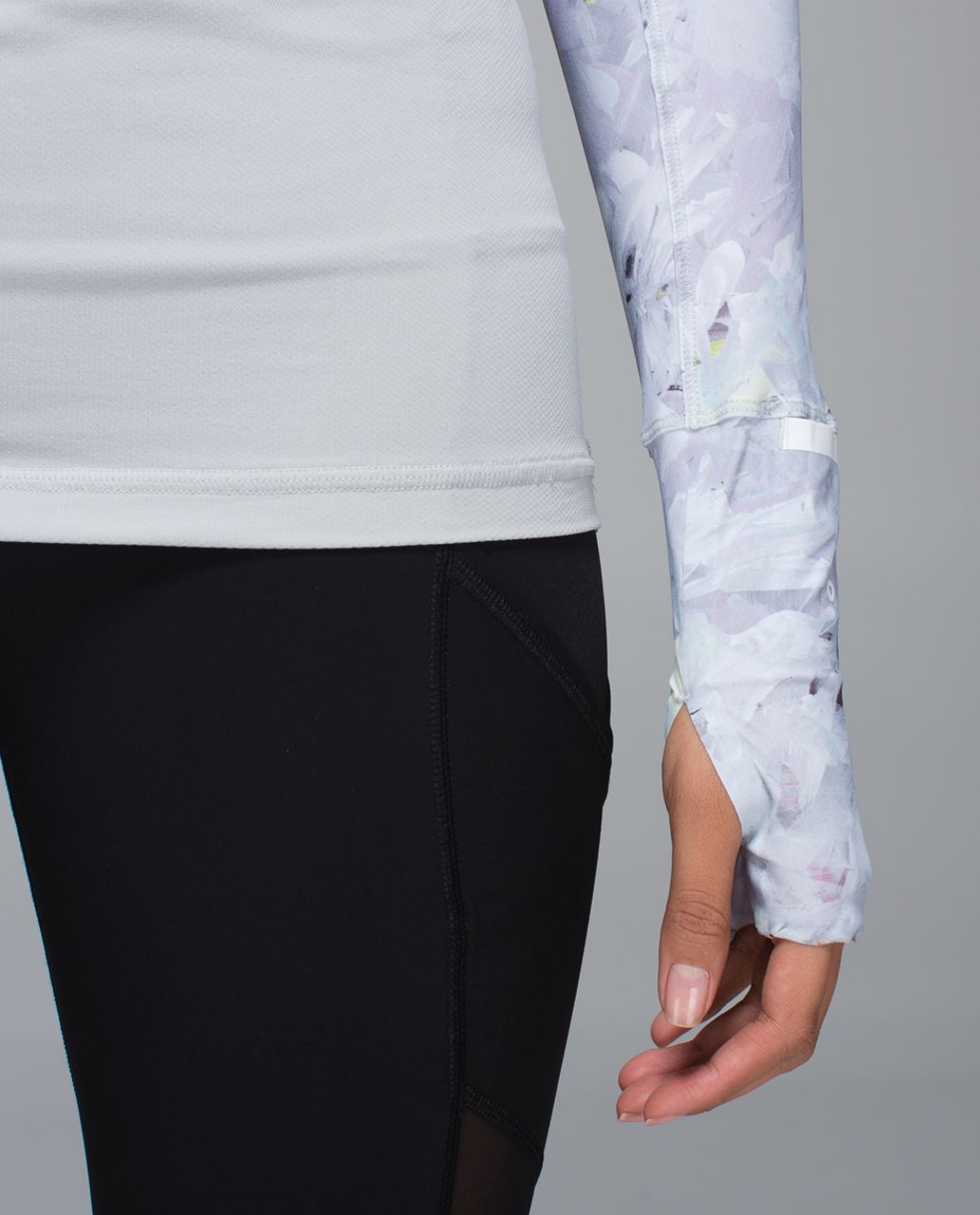 Lululemon Run:  Sea-Me Run Long Sleeve - Mini Blushed Illusion White Multi / Silver Spoon