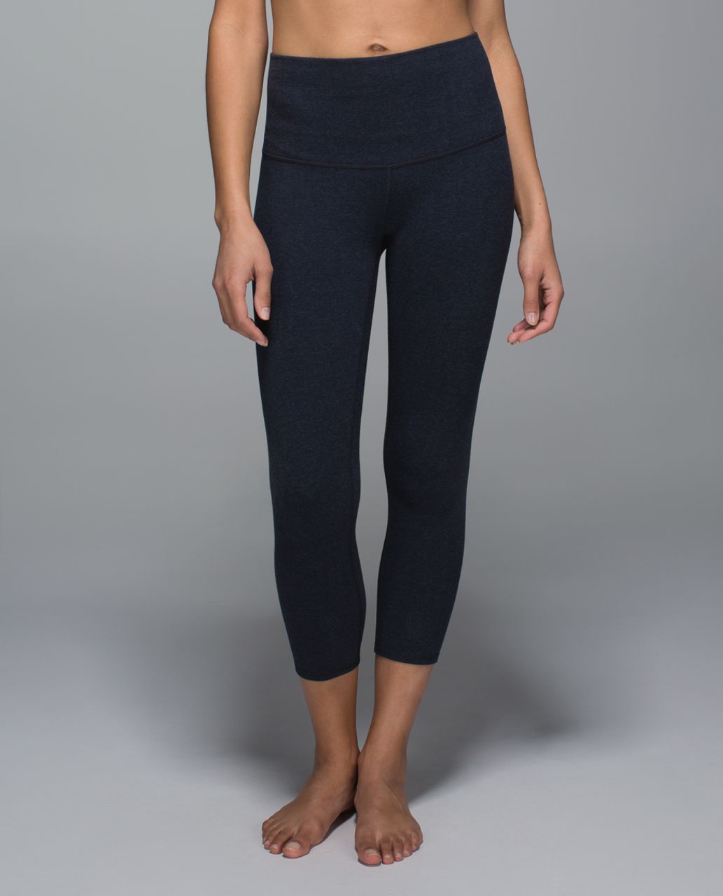 Lululemon Wunder Under Crop *Cotton (Roll Down) - Heathered Naval Blue