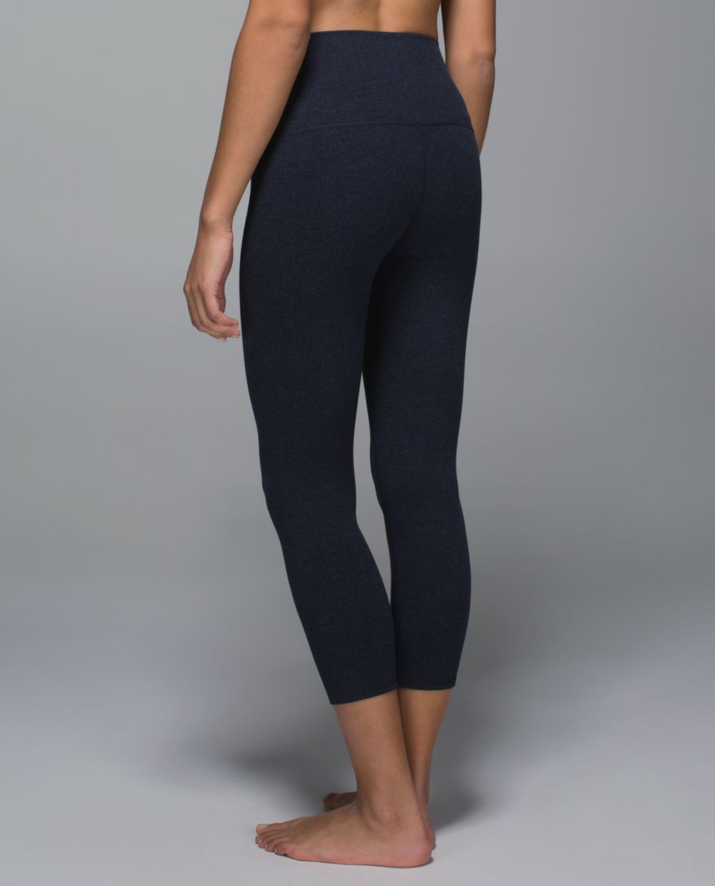 Lululemon Wunder Under Crop *Cotton (Roll Down) - Heathered Naval Blue