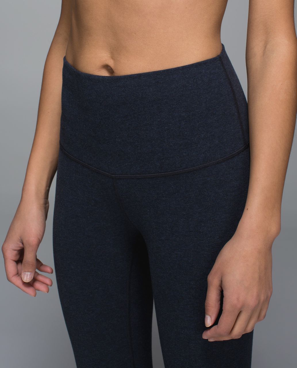 Lululemon Wunder Under Crop *Cotton (Roll Down) - Heathered Naval Blue