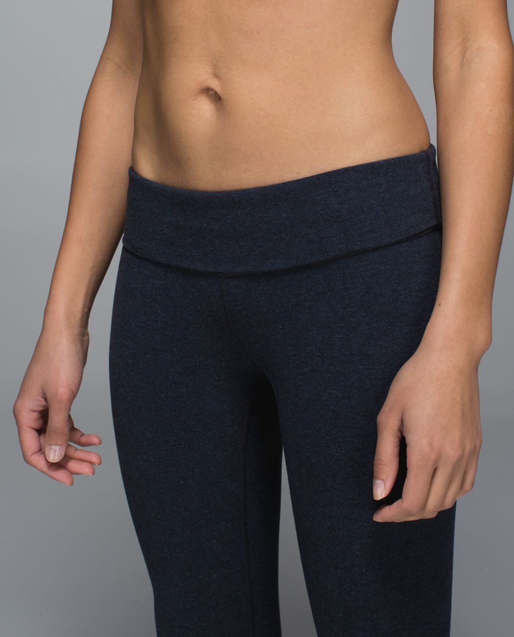 Lululemon Wunder Under Crop *Cotton (Roll Down) - Heathered Naval Blue