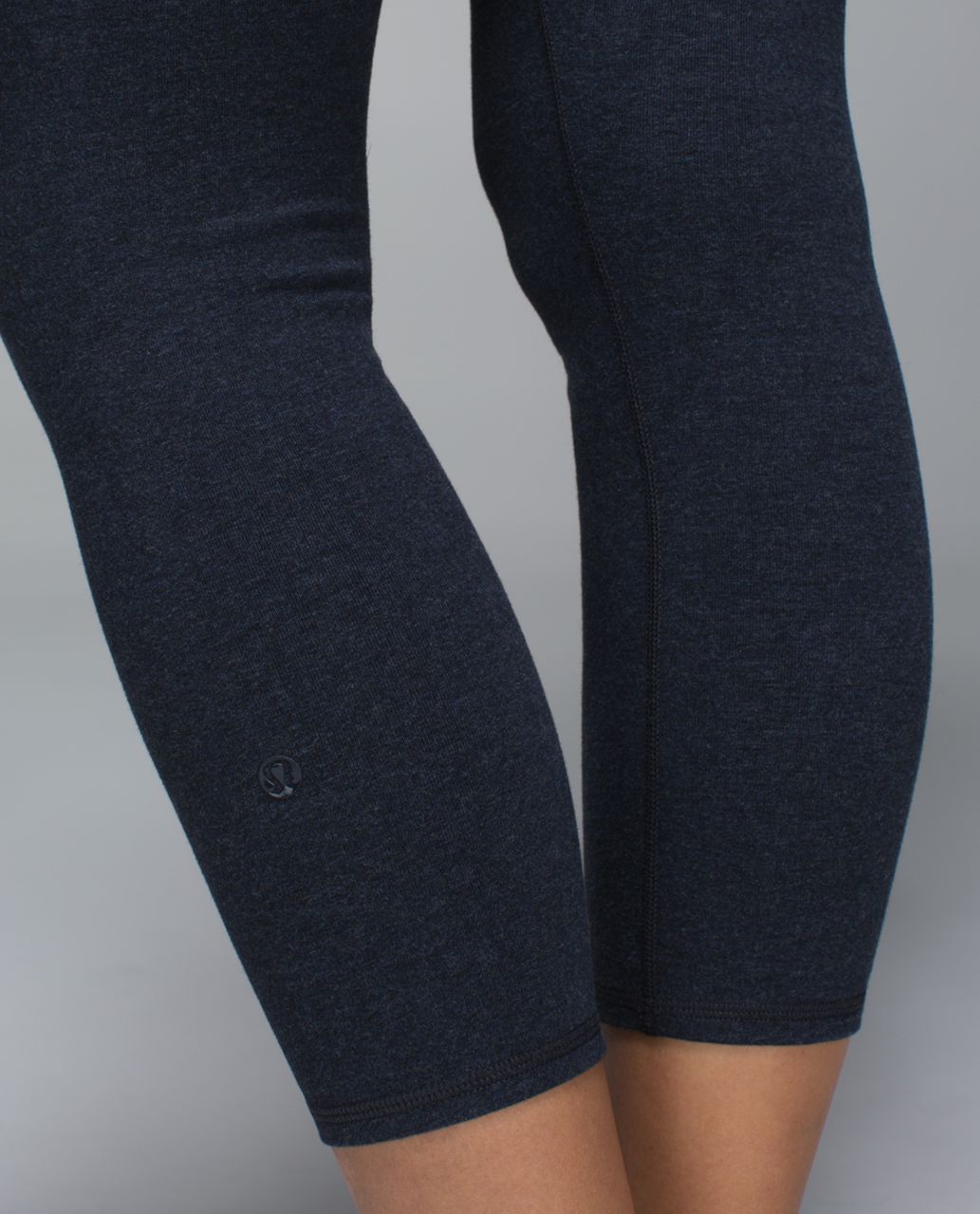 Lululemon Wunder Under Crop *Cotton (Roll Down) - Heathered Naval Blue - lulu  fanatics