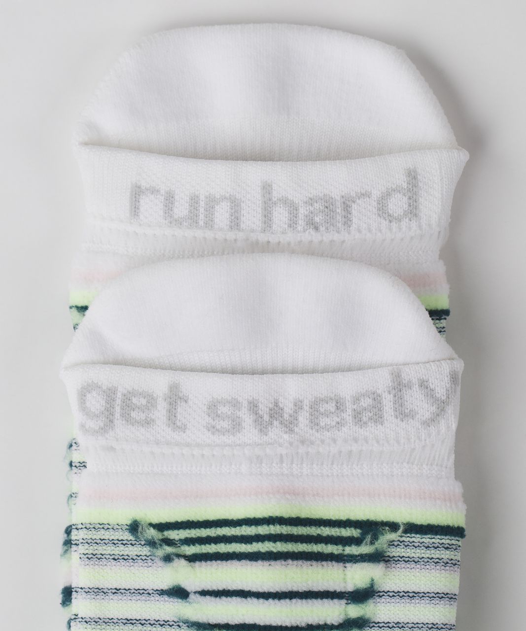 Lululemon Women's Ultimate No Show Run Sock *Ergo Toes - Feeder Stripe Alberta Lake Strawberry Milkshake Clear Mint