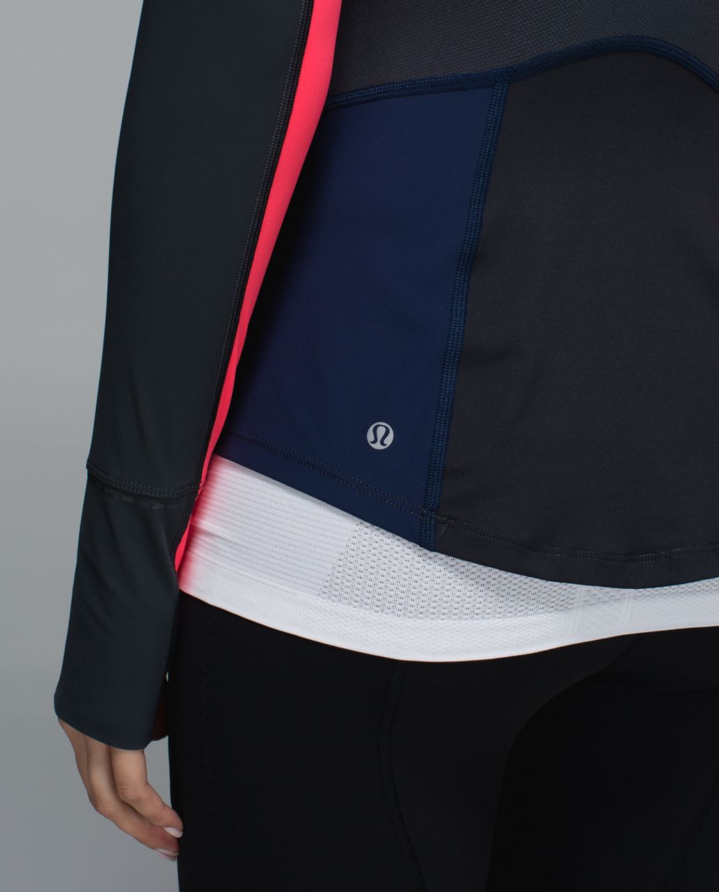 Lululemon Trail Bound Long Sleeve - Deep Coal / Deep Navy / Electric Coral