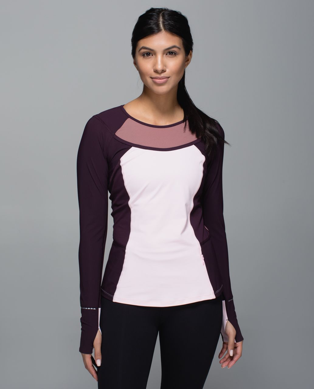 Lululemon Trail Bound Long Sleeve - Black Cherry / Strawberry Milkshake / Bark Berry