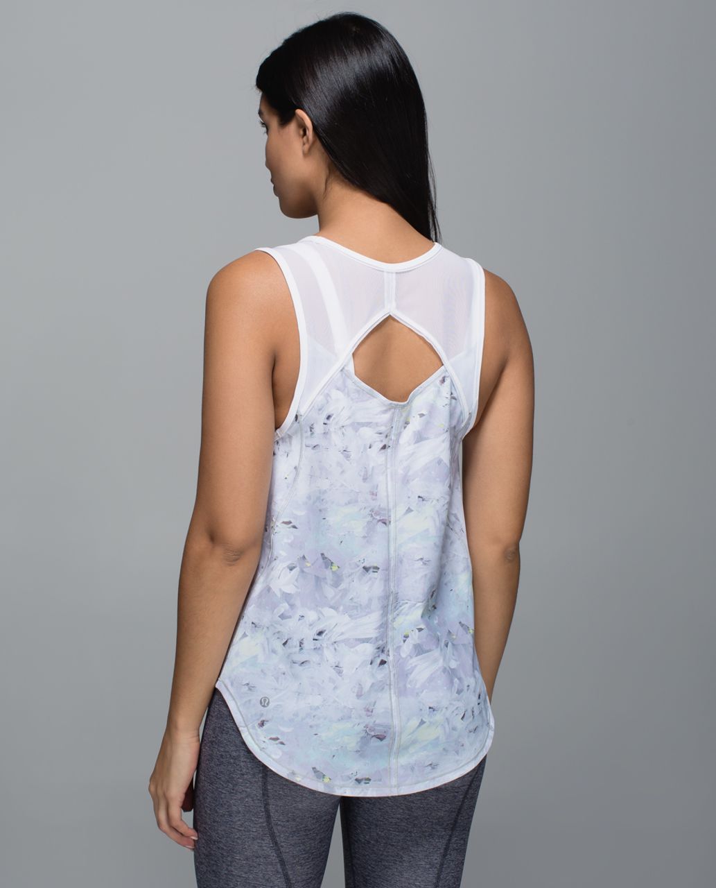 Lululemon Sculpt Tank Top Dottie Tribe White Black Mesh Back Cut Out 6