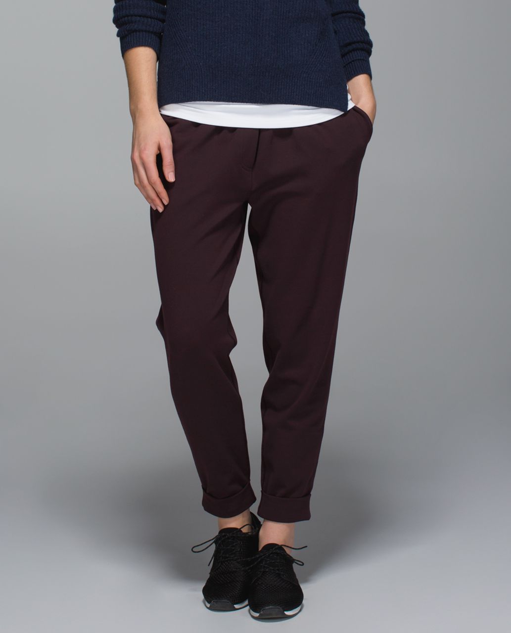 Lululemon Jet Crop *Slim Trouser - Black Cherry / Black - lulu fanatics