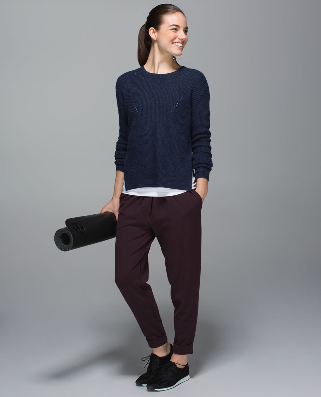 Lululemon Jet Crop *Slim Trouser - Black Cherry / Black - lulu fanatics