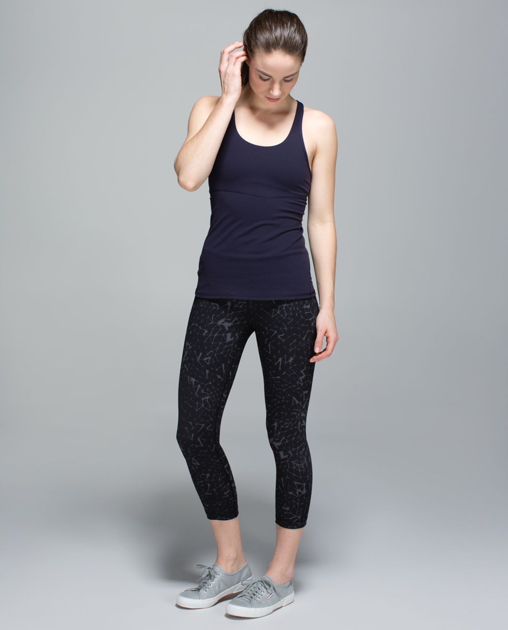 Lululemon Wunder Under Crop II *Full-On Luon - Star Crushed Coal Black