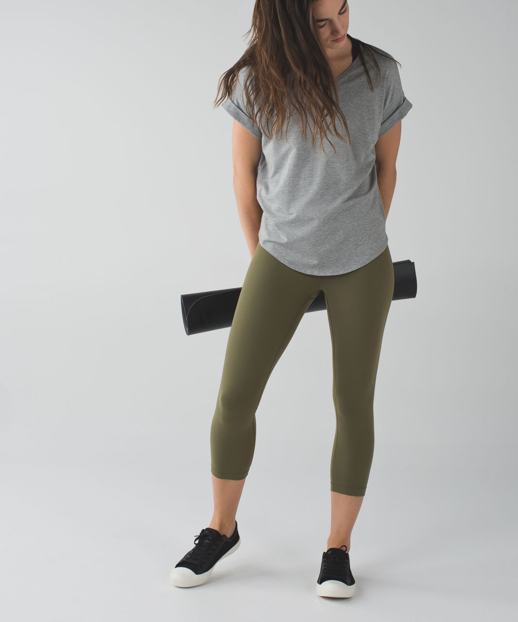 Lululemon Wunder Under Crop II *Full-On Luon (Roll Down) - Fatigue Green - lulu  fanatics