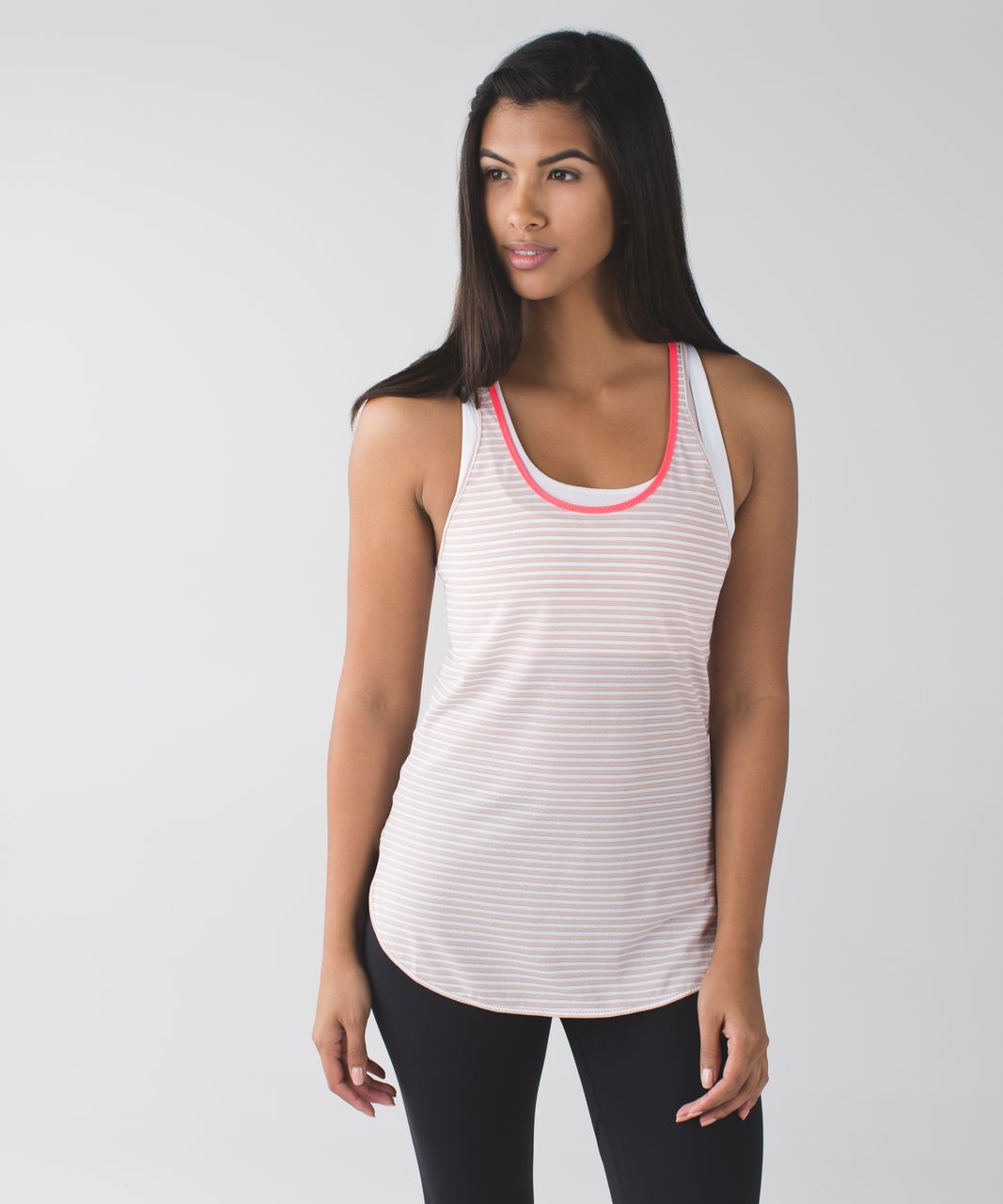 Lululemon What The Sport Singlet - Silver Stripe White Naked