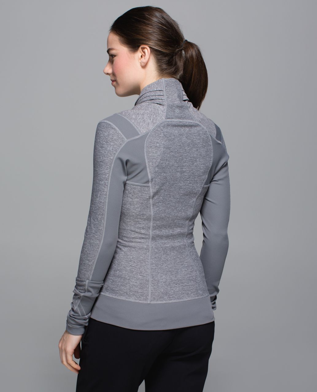 Lululemon Bhakti Asymmetrical Zipper Jacket. Pique Gray/Black. Size 8.