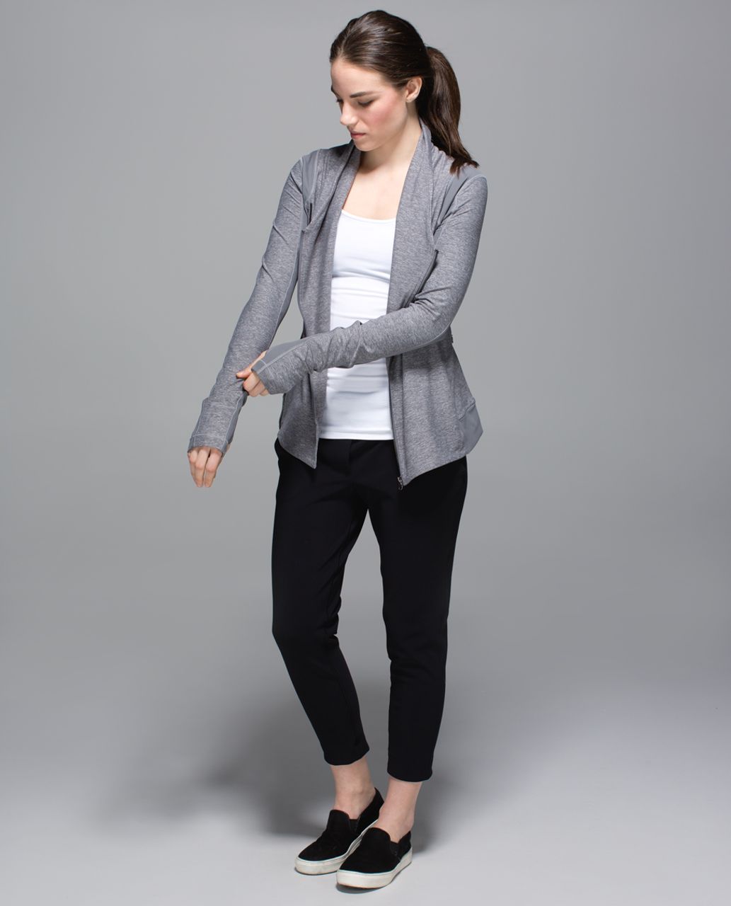 Lululemon Bhakti Asymmetrical Zipper Jacket. Pique Gray/Black