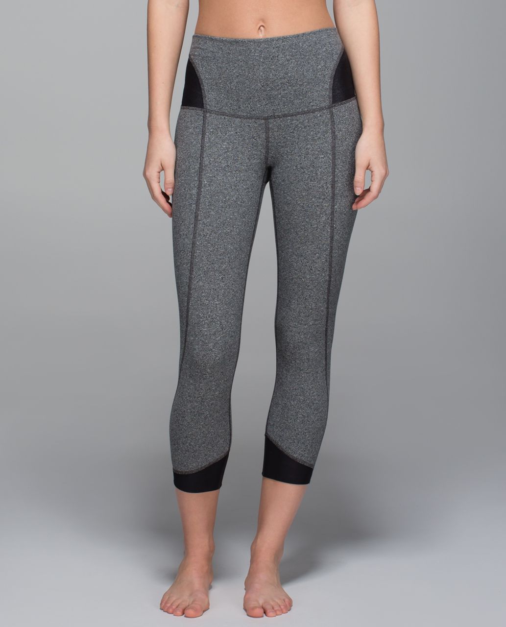 Lululemon Devi Yoga Crop - Heathered Speckled Black / Black