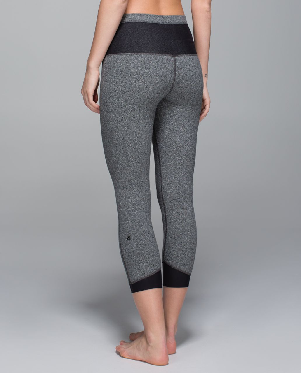 Lululemon Devi Yoga Crop - Heathered Speckled Black / Black - lulu fanatics