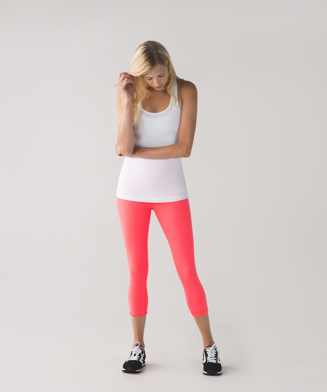 Lululemon Wunder Under Crop II *Full-On Luon (Roll Down) - Electric Coral