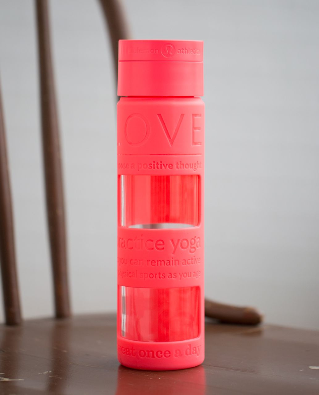 Lululemon Pure Focus Glass Water Bottle - Electric Coral