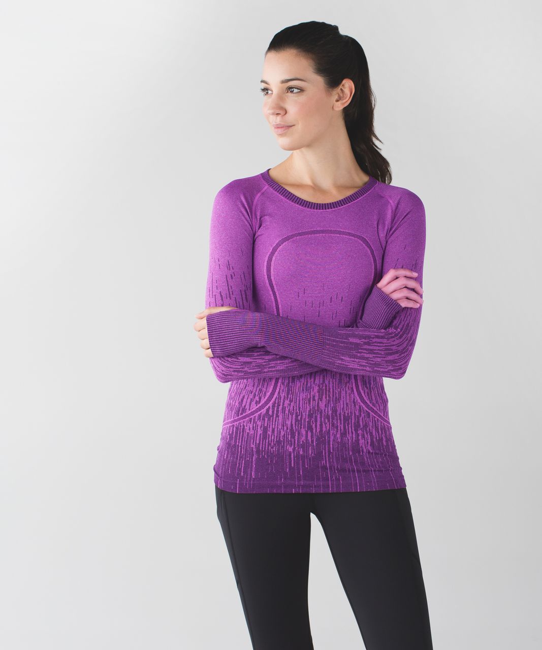 Lululemon Run: Swiftly Tech Long Sleeve Crew - Tonka Stripe Heathered Rust  Berry Rust Berry - lulu fanatics